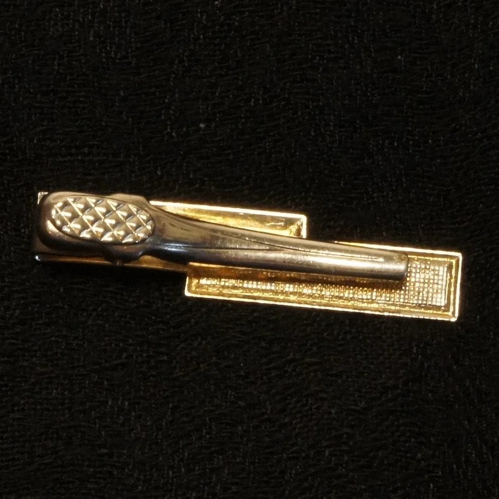 Vintage‎ Gold Tone Tie Clip Rectangular Textured Bar Classic Simple Tie Bar